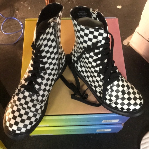 Dolls Kill Shoes - Current Mood Checkered Combat Boots